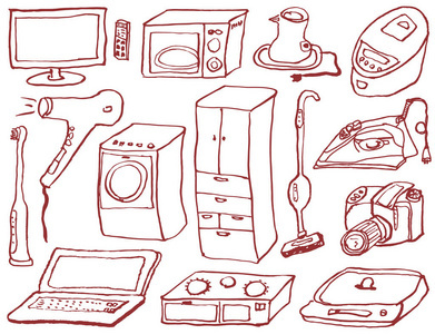 咖啡機。矢量圖